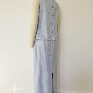 Vintage 90s Y2K NWT Prom dress co-ord lilac set silk organza beaded two piece